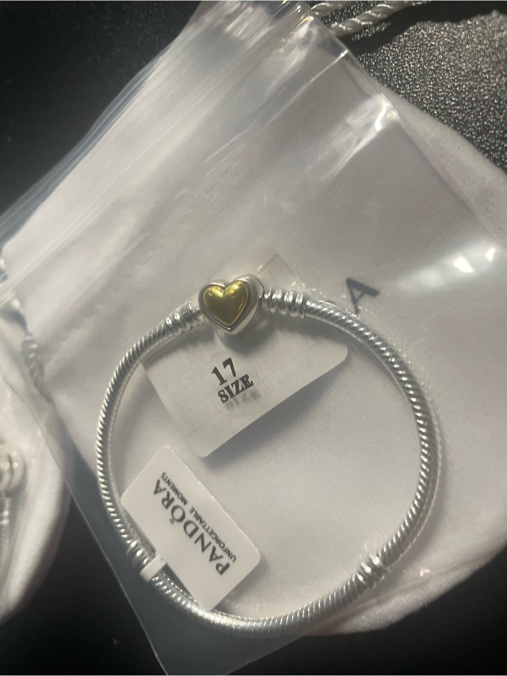 Pandora Two-Tone Silver Bracelet with Gold Heart Clasp